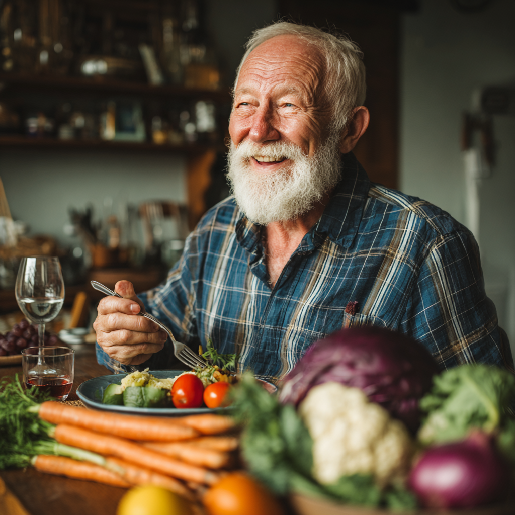Happy elderly European couple exercising together outdoors, demonstrating healthy active lifestyle and physical fitness